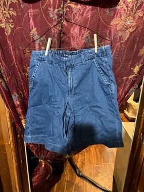American Eagle Outfitters Men's Denim-Style Blue Flat Front Shorts